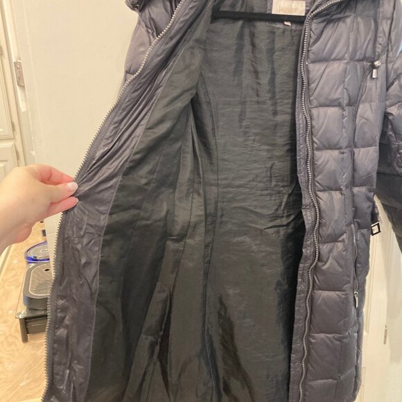 Laundry By Shelli Segal Puffer Down Black Sz XS Belted Coat Jacket Hood Quilted - Picture 12 of 13